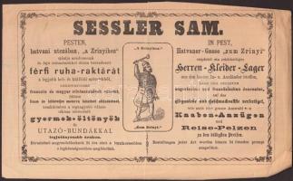 1872 Bp., férfi- és gyermek ruha raktár reklámos fejléces számlája