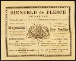 1888 Bp., V. Dirnfeld és Flesch férfi és gyermeköltöny raktár reklámos fejléces számlája