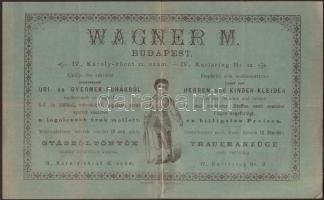 1889 Bp., IV. Wagner M. uri- és gyermekruha raktár reklámos fejléces számlája