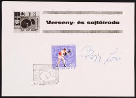 1970 Junior Ökölvívó EB emléklap bélyegzéssel és Papp László ökölvívó bajnok saját kezű aláírásával ...