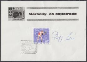 1970 Junior Ökölvívó EB emléklap bélyegzéssel és Papp László ökölvívó világbajnok saját kezű aláírásával / Autograph signature of box world champion