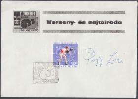 1970 Junior Ökölvívó EB emléklap bélyegzéssel és Papp László ökölvívó világbajnok saját kezű aláírásával / Autograph signature of box world champion