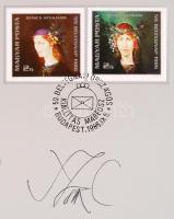 1986 Bélyegnap alkalmi bélyegzésű üdvözlőlap a tervező Szász Endre saját kezű aláírásával