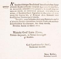 1812 Bécs. Helytartótanácsi rendelet a bankjegyek cseréjéről és számadás az 1812. év első felében el...