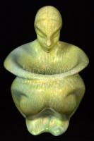 Gorka Géza (1895-1971): Figurális art deco dísztál. Repesztett mázas kerámia, formába öntött, apró m...