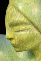 Gorka Géza (1895-1971): Figurális art deco dísztál. Repesztett mázas kerámia, formába öntött, apró m...