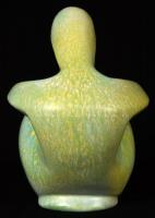 Gorka Géza (1895-1971): Figurális art deco dísztál. Repesztett mázas kerámia, formába öntött, apró m...