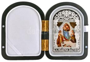 Andorra 2012. 100D Ag "500 éves Raffaello Santi Sixtusi Madonna festménye" 1kg-os tiszta ezüst(0.999) emlékpénz exkluzív kiadásban, Németország és a Vatikán által közösen kiadott bélyegblokkal, dísztokban és tájékoztató leírással, tanúsítvánnyal T:PP Csak 500db! Andorra 2012. 100 Dinars Ag "500th Anniversary of the Sistine Madonna by Raffaello Sanzio" 1kg silver(0.999) commemorative coin with the stamp issuing by Germany and The Vatican State. Exclusive packing with certificate C:PP Only 500 examples!