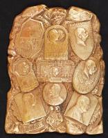 cca 1918 Osztrák-magyar hadseregcsoportok sapkajelvényeit bemutató bronz plakett / Austro-Hungarian cap badges on bronze plaquette 11x13 cm