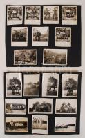 cca 1940 Vidám katona fotók, 19 db ~6,5x9 cm, 2 db fekete kartonra ragasztva