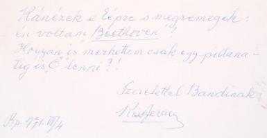 1971 Kiss Ferenc (1893-1978) színészt saját kezű aláírása az őt ábrázoló fotó hátoldalán, 18x24 cm