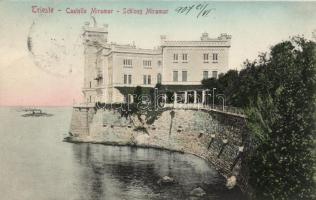 Trieste, Castello Miramar / castle, steamship