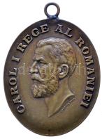 Románia 1906. "I. Károly uralkodásának 40. évfordulója" Br medál (43x31mm/15.3g) T:2 Romania 1906. "40th anniversary of the reign of Carol I" bronze medal (43x31mm/15.3g) C:XF