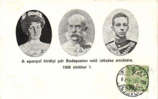 1908 A spanyol királyi pár Budapesten / Alfonso XIII of Spain and Victoria Eugenie of Battenberg, flag (EB)