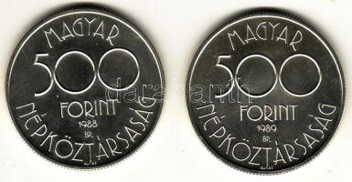 1988-89. 500Ft Ag + 500Ft Ag 2 klf db pár "Labdarúgó VB" T:BU
