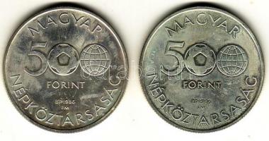 1986. 500Ft Ag + 500Ft Ag 2 klf db pár "Labdarúgó VB-Mexikó" T:BU