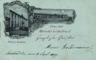 1899 Szabadka, Subotica; Polgári szálloda, vasútállomás / hotel, railway station; floral (EB)