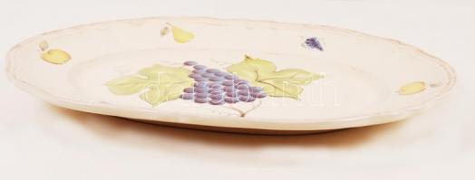 Gyümölcsös kerámia tálaló tál Pataki Kerámia 1926 jelzéssel, hibátlan, jelzett, 44x30 cm