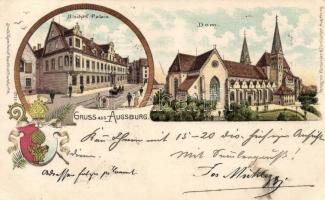 Augsburg, Bischöff Palais, Dom / episcopal palace, cathedral, litho