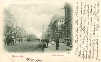 Katowice, Kattowitz; Friedrichstrasse / street (Evangelist church on backside)