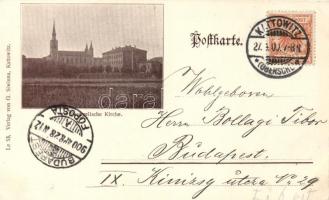 Katowice, Kattowitz; Friedrichstrasse / street (Evangelist church on backside)