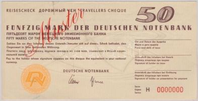 NDK DN Deutsche Notenbank 50M utazási csekk MUSTER T:II (hajtatlan) GDR ND Deutsche Notenbank 50 Mark travellers cheque MUSTER C:XF (unfolded)