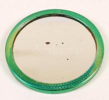 Kézi tükör Fradi futballisták (Albert, stb.) képével, 7 cm + fém futballista szobor, 13 cm