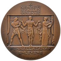 Reményi József (1887-1977) 1937. "A Nemzeti Színház 100 éves fennállásának emlékére / 1837-1937" bronz emlékérem (70mm/116.5g) T:2 Hungary 1937. "100th Anniversary of the National Theatre" commemorative bronze medallion. Sign: József Reményi (70mm/116.5g) C:XF HPII-2290.
