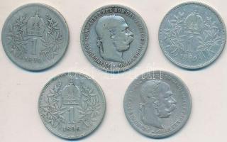Ausztria 1893-1899. 1K Ag (5x) "Ferenc József" T:2-,3
Austria 1893-1899. 1 Corona Ag (5x) ...