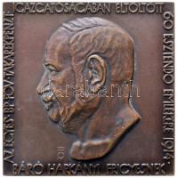 Beck Ötvös Fülöp (1873-1945) 1914. "Báró Harkányi Frigyes" Br emlékplakett (67x67mm) T:1- Hungary 1914. "Frigyes Harkányi" commemorative Br plaque. Sign.: Fülöp Beck Ötvös (67x67mm) C:AU HP-896.