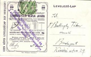 Veszprém a vasúti útról; hátoldalon sorsjegy a színházépítési alap javára