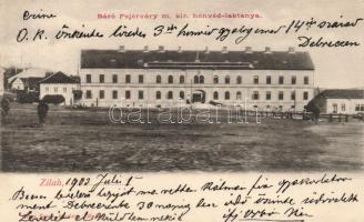 Zilah, Báró Fejérváry honvéd laktanya; Seres Samu kiadása / military barracks