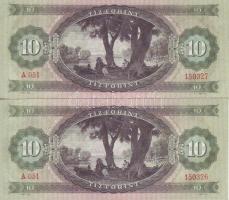 1969. 10Ft (2x) egymásutáni sorszámokkal T:I