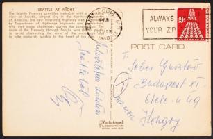 1968 Puskás Ferenc (1927-2006) saját kézzel írt képeslapja Sebes Gusztáv szövetségi kapitánynak az U...