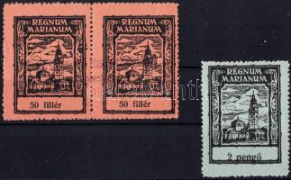 Regnum Marianum 1 db 50f levélzáró pár bélyegezve + 2P, R!