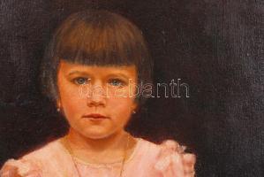 Herzum jelzéssel: Kislány a babájával. Olaj, vászon, 65×54 cm