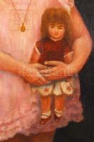 Herzum jelzéssel: Kislány a babájával. Olaj, vászon, 65×54 cm