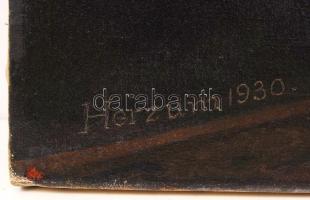 Herzum jelzéssel: Kislány a babájával. Olaj, vászon, 65×54 cm