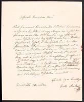 1863 Cetz Antal (1801-1865), erdélyi florista, füvész saját kézzel írt levele