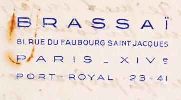 1948 Brassai Halász Gyula (1899-1984) fotográfus saját kézzel írt, magyar nyelvű levele családjához ...