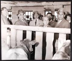 cca 1950 Gheorghe Gheorgiu Dej (1901-1965), Walter Ulbricht (1893-1973) és felesége Lotte Kühn (1903-2002) egy tehenészetet látogat. Sajtófotó. / Press photo of communist prominents 29x24 cm