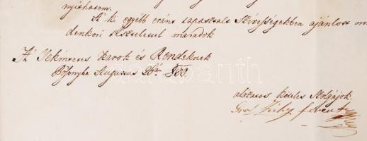 1830 gróf Zichy Ferenc királyi lovászmester magyar nyelven írt levele Moson vármegyének, saját kezű ...