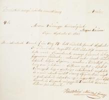 1848. 06. 08. Kosztolányi Móric őrnagy, a dunántúli önkéntes mozgó nemzetőrség saját kézzel írt leve...