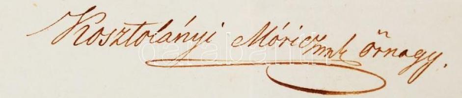 1848. 06. 08. Kosztolányi Móric őrnagy, a dunántúli önkéntes mozgó nemzetőrség saját kézzel írt leve...