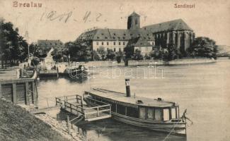 Wroclaw, Breslau; Sandinsel / Sand Island, steamships (EK)