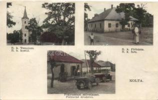 Kolta, Római katolikus templom és plébánia, Fogyasztási szövetkezet / Roman catholic church, parish, cooperatives, automobile