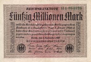 Német Birodalom 1923. 50.000.000M szürke papír T:I