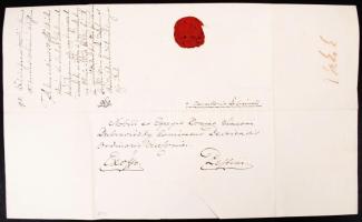 1843 József nádor által saját kezűleg aláírt levél / autograph signed letter of Joseph palatin