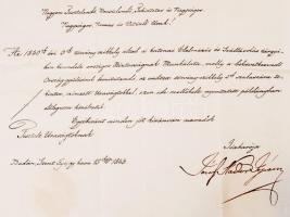 1843 József nádor saját kézzel. magyar nyelven aláírt ex offo levele / 
1843 autograph signed letter...
