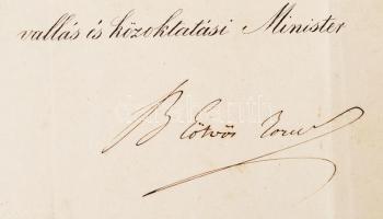 1848. 07. 20. báró Eötvös József (1813-1871) vallás és közoktatásügyi miniszter saját kézzel aláírt ...